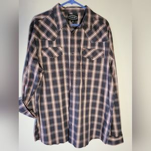 GIBSON MEN'S MINESHAFT PLAID SNAP WESTERN SHIRT XL
